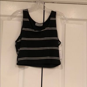 NWT!b Haute by L Bartlett Black/White Striped Crop
